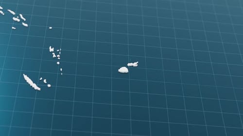 Blue Fiji 3d Map with Pointer Pin Surrounded with Other Countries in White Political Map with