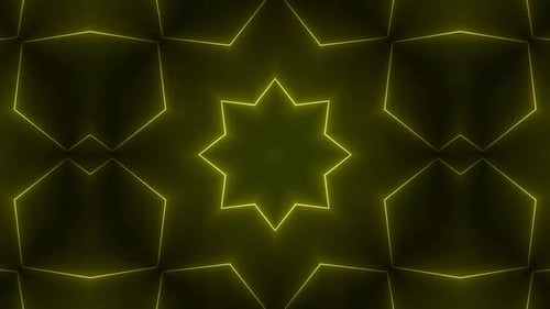 Seamless Neon Geometric Lines Kaleidoscope Background Loop