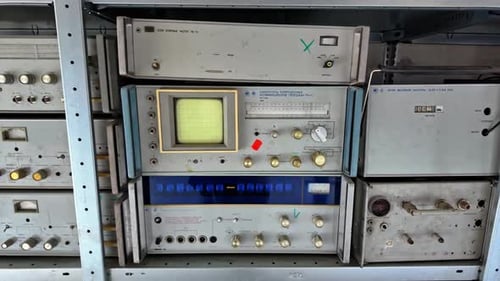 Vintage scientific equipment in a lab at Ventspils International Radio Astronomy Center, Latvia