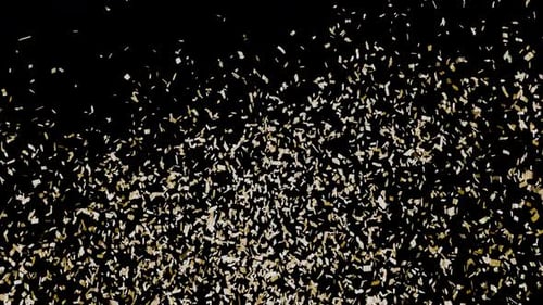 Gold confetti salute. Winner's congratulations. Sparkling gold confetti. Award, celebration,.