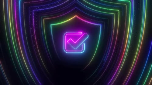 Security Shield Glowing Speed Lines With Tick Icon
