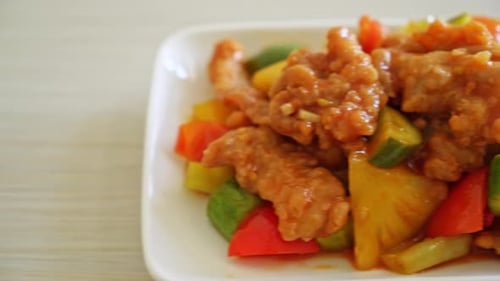 Close Up of Sweet and Sour Fried Pork
