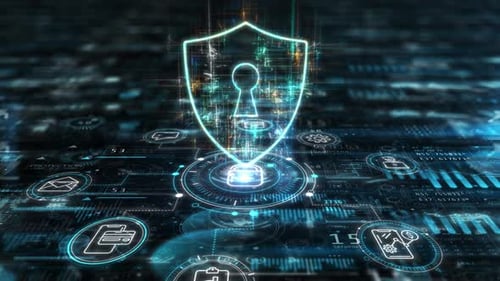 Futuristic Cybersecurity Data Protection Digital Interface Loop