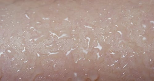 Extreme Close Up of Water Droplets on Skin