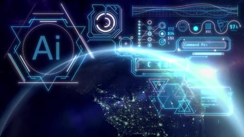 Infographics About Artificial Intelligence On The Background Of The Earth