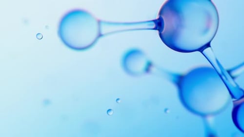 Animated Blue Molecular Structure and Floating Droplets Background