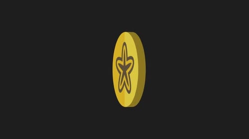 Minimalist Gold Starfish Coin Icon Rotation Animation