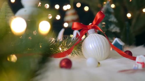 Christmas Ornament with Red Bow and Garland