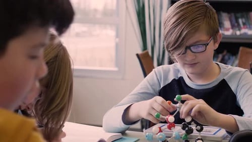 Children Making Molecular Model in Classroom Setting