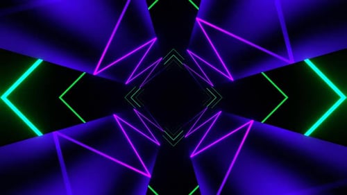 Purple And Turquoise Neon Light Moving Tunnel Background Vj Loop In HD