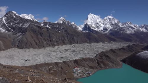 View of clear blue Gokyo Lake, Nepal, 2023