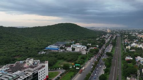 This amazing drone video, shot in a cloudy sky, beautifully captures the essence of urban life in Ch