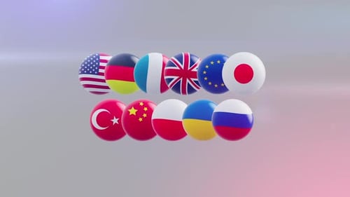 Clean 3D Flag Spheres Arrangement Animation