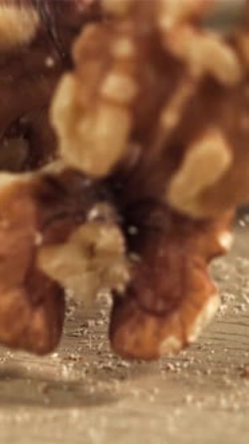 Walnuts Fall on the Table Filmed on a Highspeed Camera at 1000 Fps