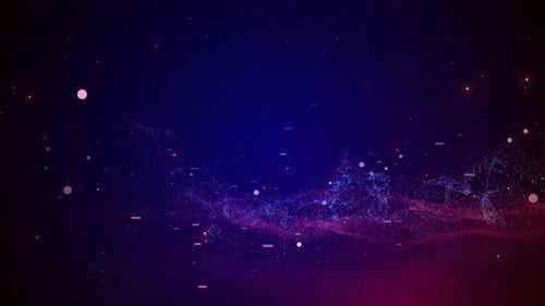 Cyber Big Data Flow Particles Bokeh. Digital Neural Network. AI Artificial Intelligence Technology M