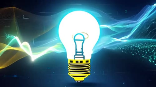 Animation Of Light Bulb And Data Processing