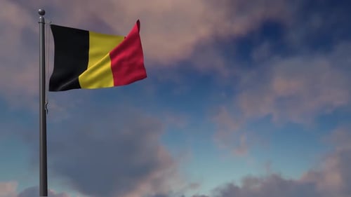 Belgian Flag Waving Against Cloudy Sky