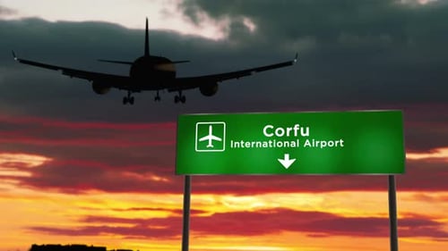 Atterrissage d'avion à l'aéroport de Corfou