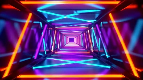 Futuristic Neon Light Tunnel Loop Animation