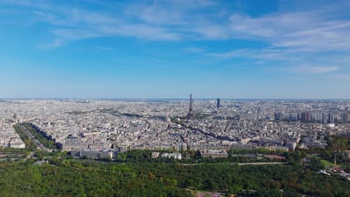 Cityscape From Bois De Boulogne Aerial Panoramic View of Famous Metropolis Popular European Tourist
