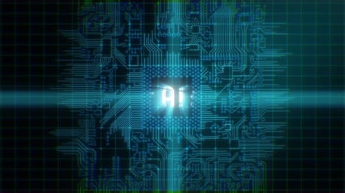 Ai Logo On Abstract Line Digital Technology Background