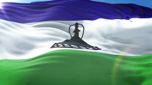 Zoomez sur le drapeau réaliste du Lesotho 4K