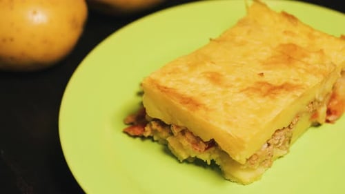 Potato and Meat Casserole Close Up