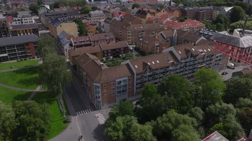 High Angle View of Recent Town Development Apartment Buildings in Urban Borough Tilt Up Reveal