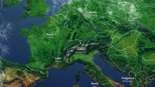 Animated Europe Political Map with Country Borders and City Labels