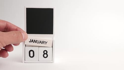 01. Calendar with the date January 8 and a place for designers. Illustration for an event of a certa