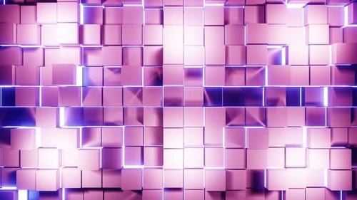 Metallic Pink Neon Cubes With Blue Lights Vj Loop Background Animation