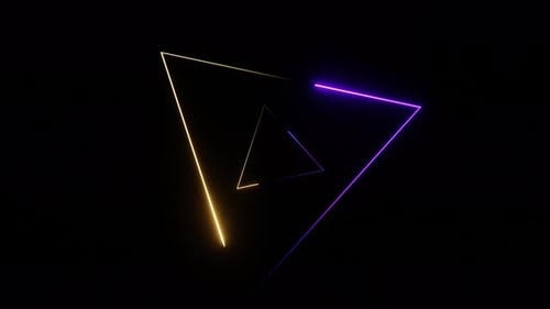Movement Through Purple And Yellow Neon Triangles Background Vj Loop In 4K