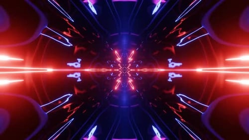 Abstract tunnel with vibrant neon lights