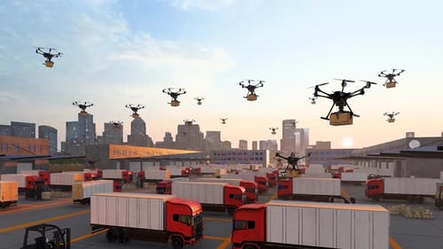 Lieferung per Drohne in intelligenten Logistikparks