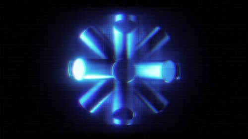 Futuristic Blue Cylinders Abstract 3D Rotation