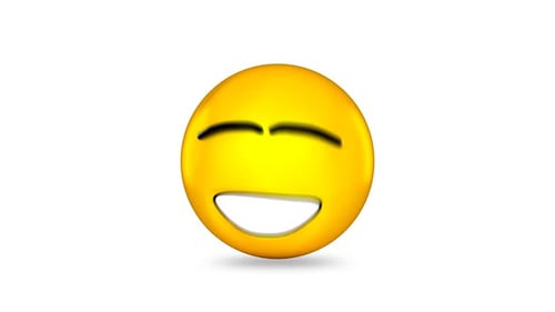 3D Yellow Emoji Face Smiling and Laughing