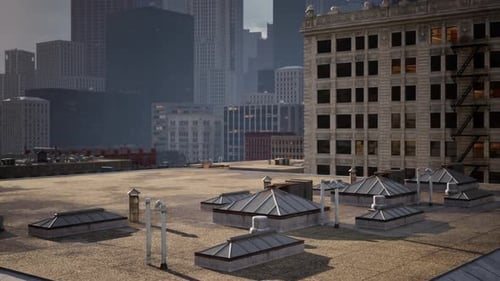 Edificios de piedra art déco en la ciudad de Chicago