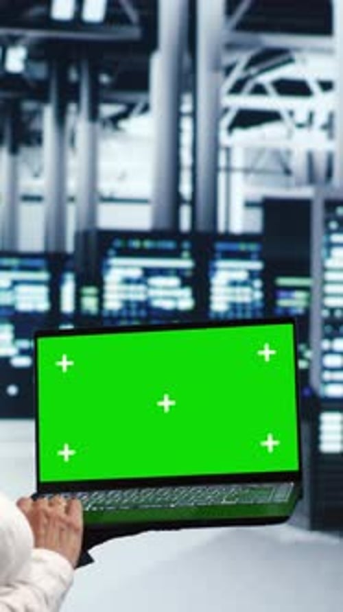 Laptop Green Screen in a Data Center