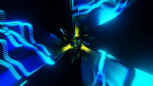 Abstract Neon Light Tunnel Loop Background