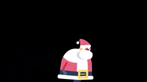 Santa Walking To New Year Merry Christmas Alpha Channel