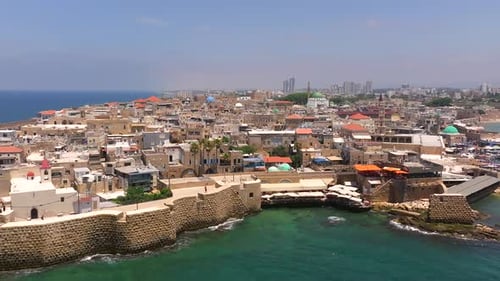 Aerial view of the old city and port of Acre in northern Israel