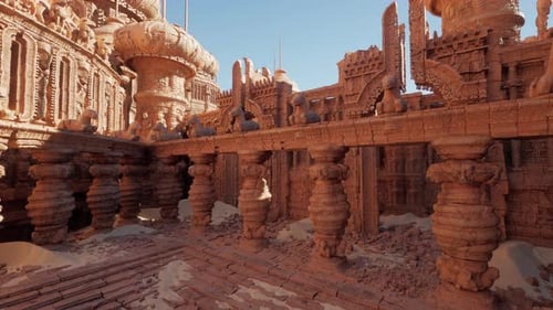 A Clay Sculpture of a Temple Wall Adorned with Intricate Ornaments