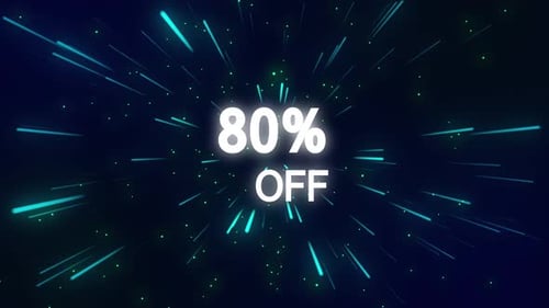 80% OFF Text Reveal with Futuristic Neon Light Streaks