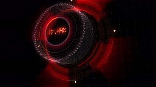 Futuristic Red Percentage Counter HUD Display