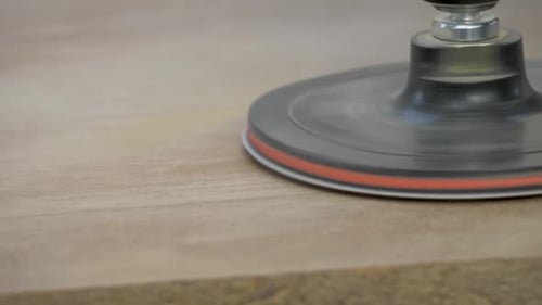 Sanding Wood Surface with Rotary Power Tool