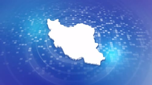 3D Map of Iran Outline Reveal on Digital Grid Background