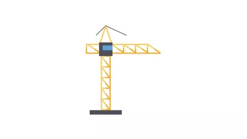 Flat Design Crane Construction and Lifting Animation
