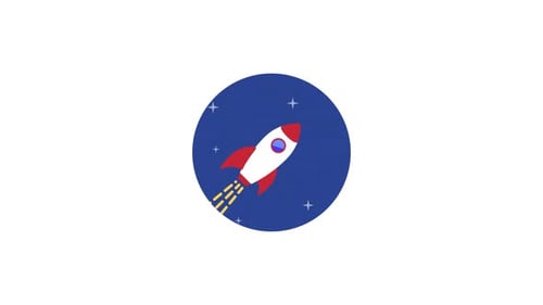 Animated Rocket Flies To The Stars (Alpha Channel)