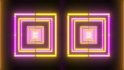 Dynamische Neonquadrate sorgen für ein faszinierendes Tunneleffekt-Video