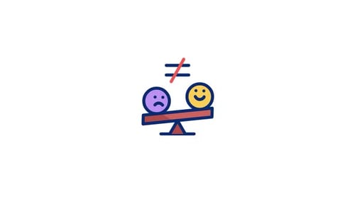 Flat Design Inequality Concept Animation with Faces on Seesaw
